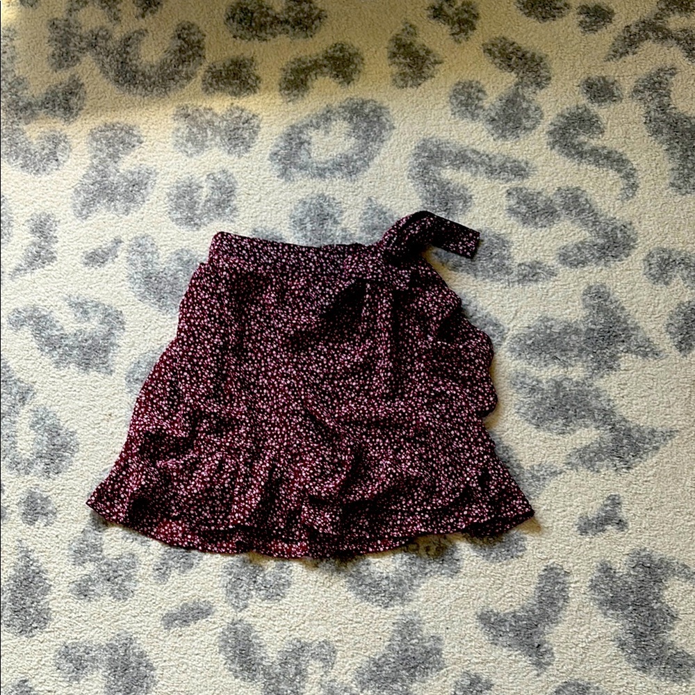 Hollister Red Wrap Mini Skirt with Ruffled Tie Front